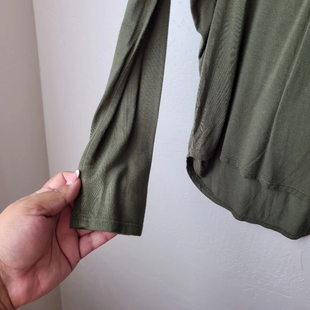 LAST CHANCE!Alya Olive Green Strappy Front Long sleeve Blouse - Picture 5 of 6